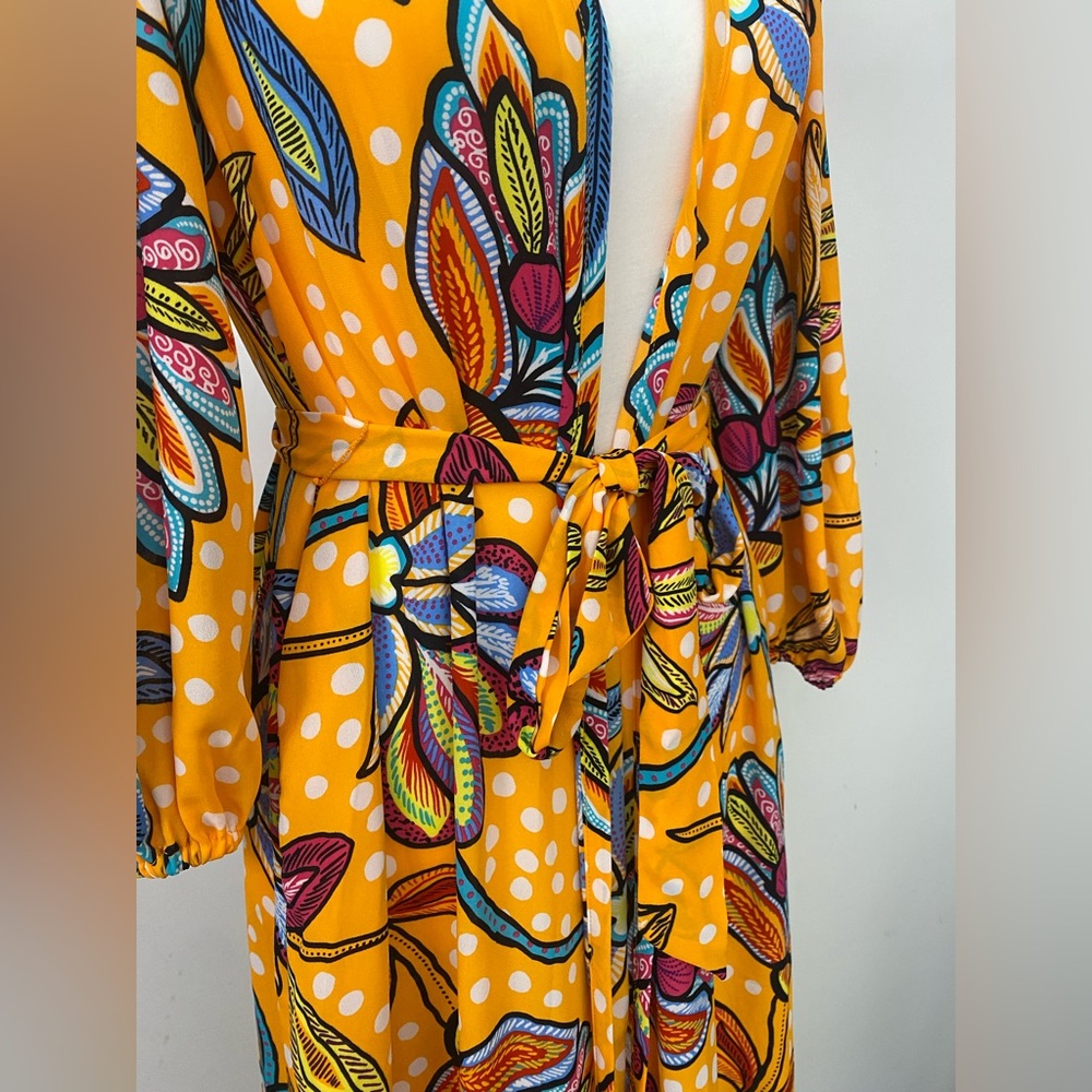 NWT Tabitha Brown x Target Orange Floral Print Long Duster Size XS Kimono Dress - Picture 9 of 15
